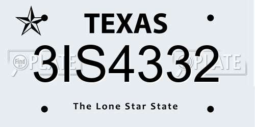 3IS4332 Texas License Plate