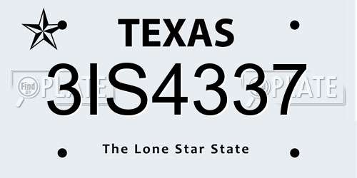3IS4337 Texas License Plate
