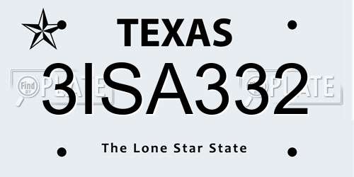 3ISA332 Texas License Plate