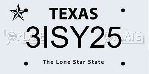 3ISY25 Texas License Plate