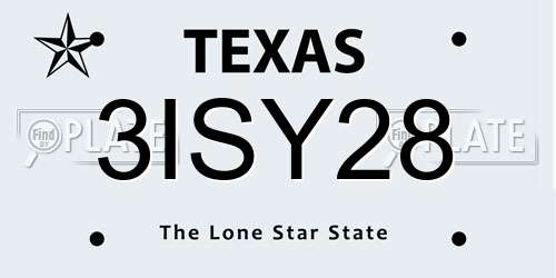 3ISY28 Texas License Plate