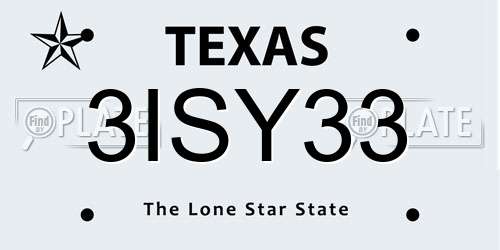 3ISY33 Texas License Plate