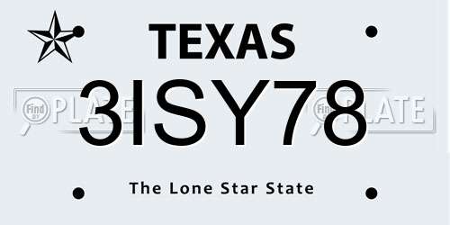 3ISY78 Texas License Plate