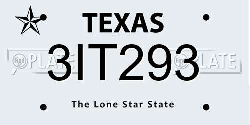 3IT293 Texas License Plate