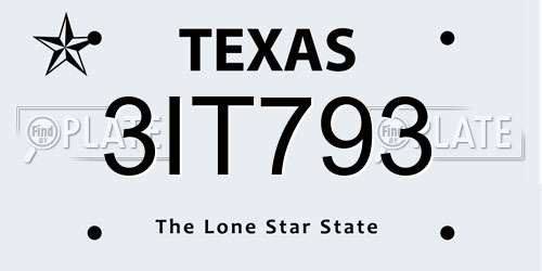 3IT793 Texas License Plate