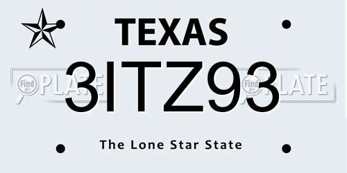 3ITZ93 Texas License Plate