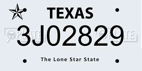 3J02829 Texas License Plate