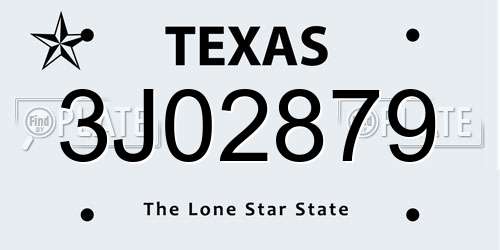 3J02879 Texas License Plate