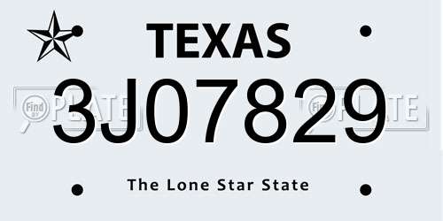 3J07829 Texas License Plate