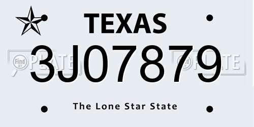 3J07879 Texas License Plate
