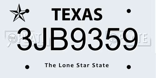 3JB9359 Texas License Plate