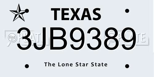 3JB9389 Texas License Plate