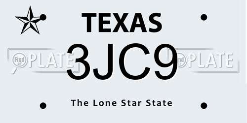 3JC9 Texas License Plate