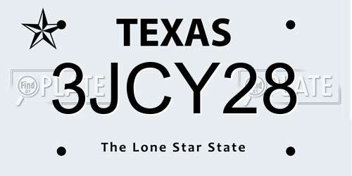 3JCY28 Texas License Plate
