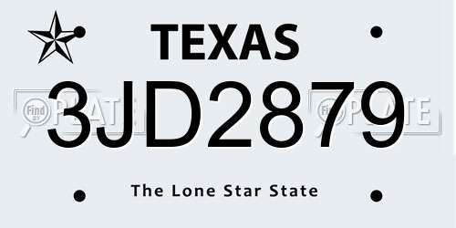 3JD2879 Texas License Plate