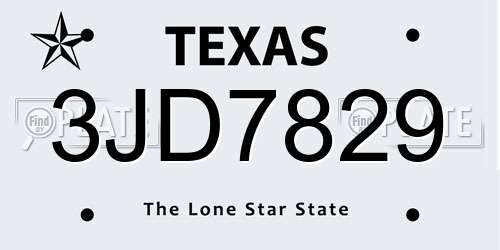 3JD7829 Texas License Plate