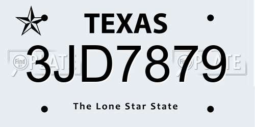 3JD7879 Texas License Plate