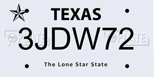 3JDW72 Texas License Plate