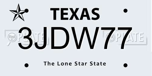 3JDW77 Texas License Plate