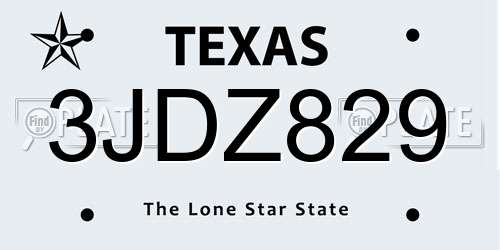 3JDZ829 Texas License Plate