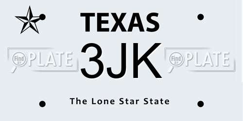 3JK Texas License Plate