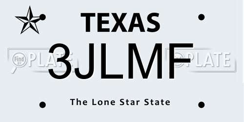 3JLMF Texas License Plate