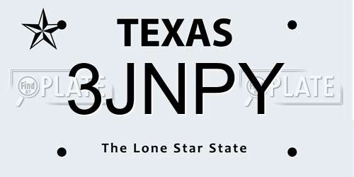 3JNPY Texas License Plate