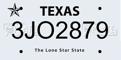 3JO2879 Texas License Plate