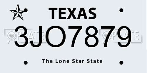 3JO7879 Texas License Plate