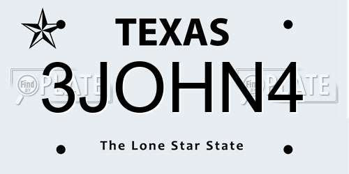 3JOHN4 Texas License Plate