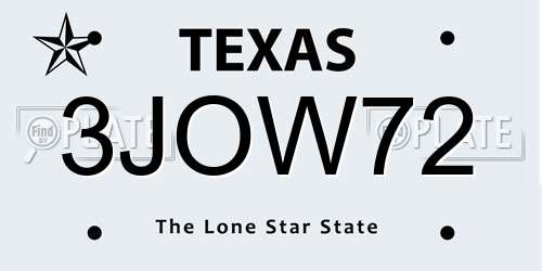 3JOW72 Texas License Plate