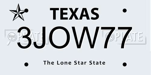 3JOW77 Texas License Plate