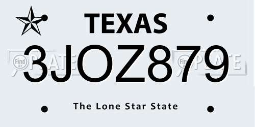 3JOZ879 Texas License Plate