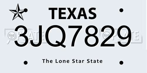 3JQ7829 Texas License Plate