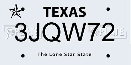 3JQW72 Texas License Plate