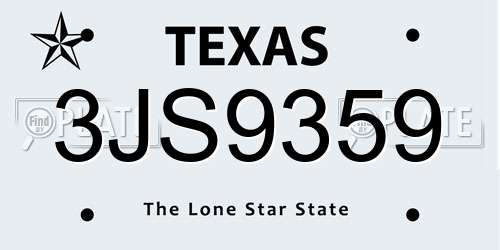 3JS9359 Texas License Plate