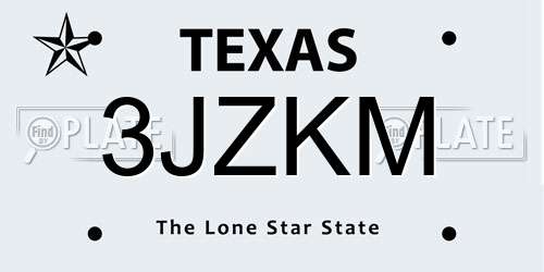 3JZKM Texas License Plate