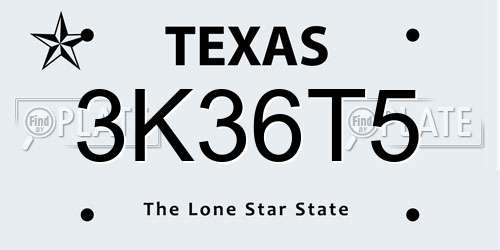 3K36T5 Texas License Plate