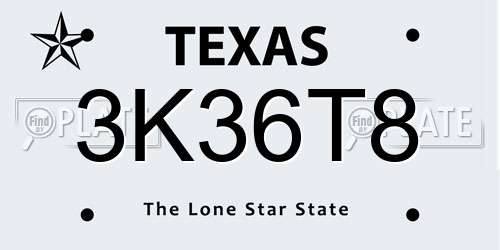3K36T8 Texas License Plate
