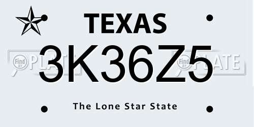 3K36Z5 Texas License Plate