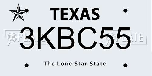 3KBC55 Texas License Plate