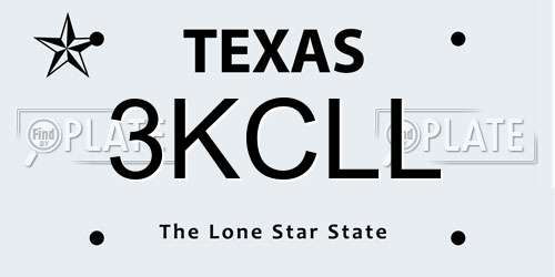 3KCLL Texas License Plate