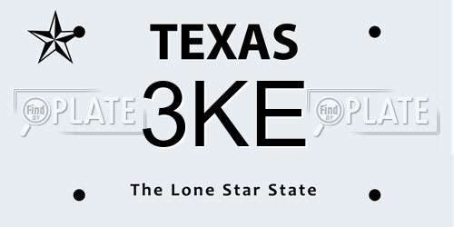 3KE Texas License Plate