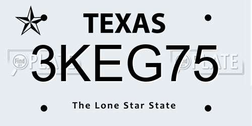 3KEG75 Texas License Plate