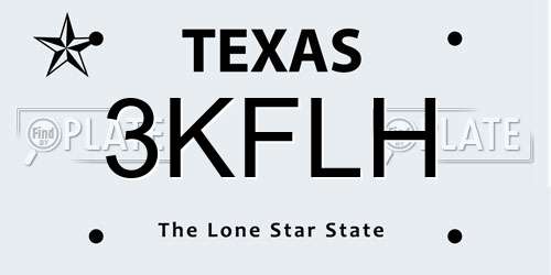 3KFLH Texas License Plate