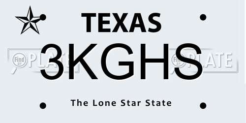 3KGHS Texas License Plate
