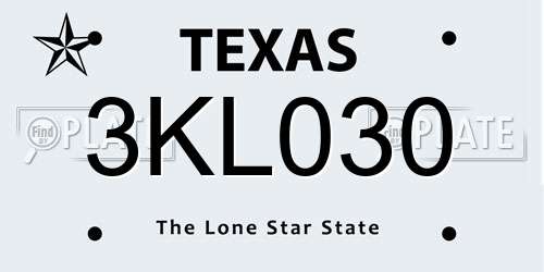 3KL030 Texas License Plate