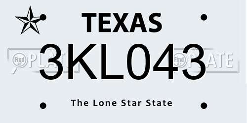 3KL043 Texas License Plate
