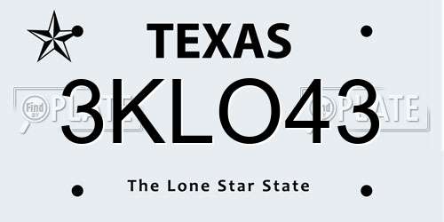 3KLO43 Texas License Plate