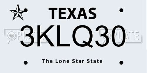 3KLQ30 Texas License Plate
